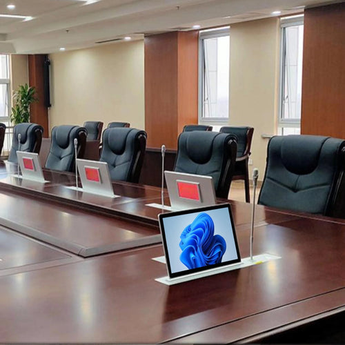 Gümüş Motorlu Monitör  Kaldırmalı Toplantı Masası İstanbul Ofis Mobilya