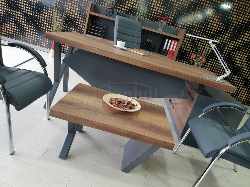 Elegant Makam Masası Etejer Dolaplı Barok Antrasit ISTANBUL-TSI