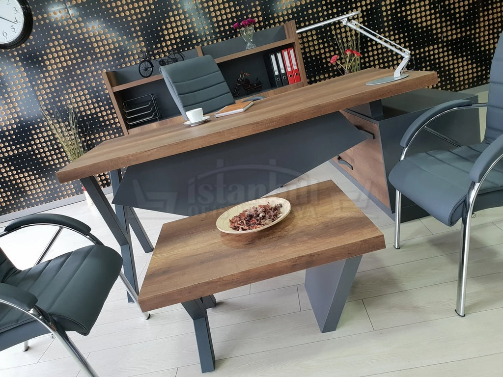 Elegant Makam Masası Etejer Dolaplı Barok Antrasit ISTANBUL-TSI