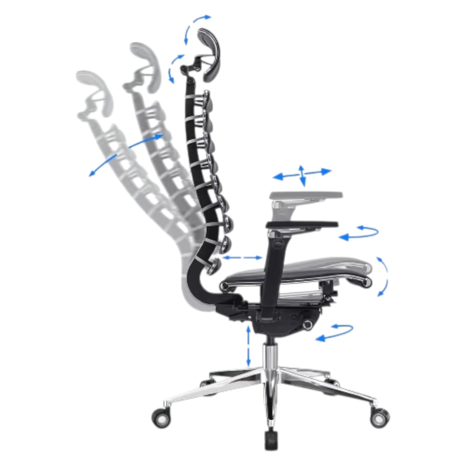 Chefsessel mit Metallgestell, Equalizer und anatomischer Rückenlehne