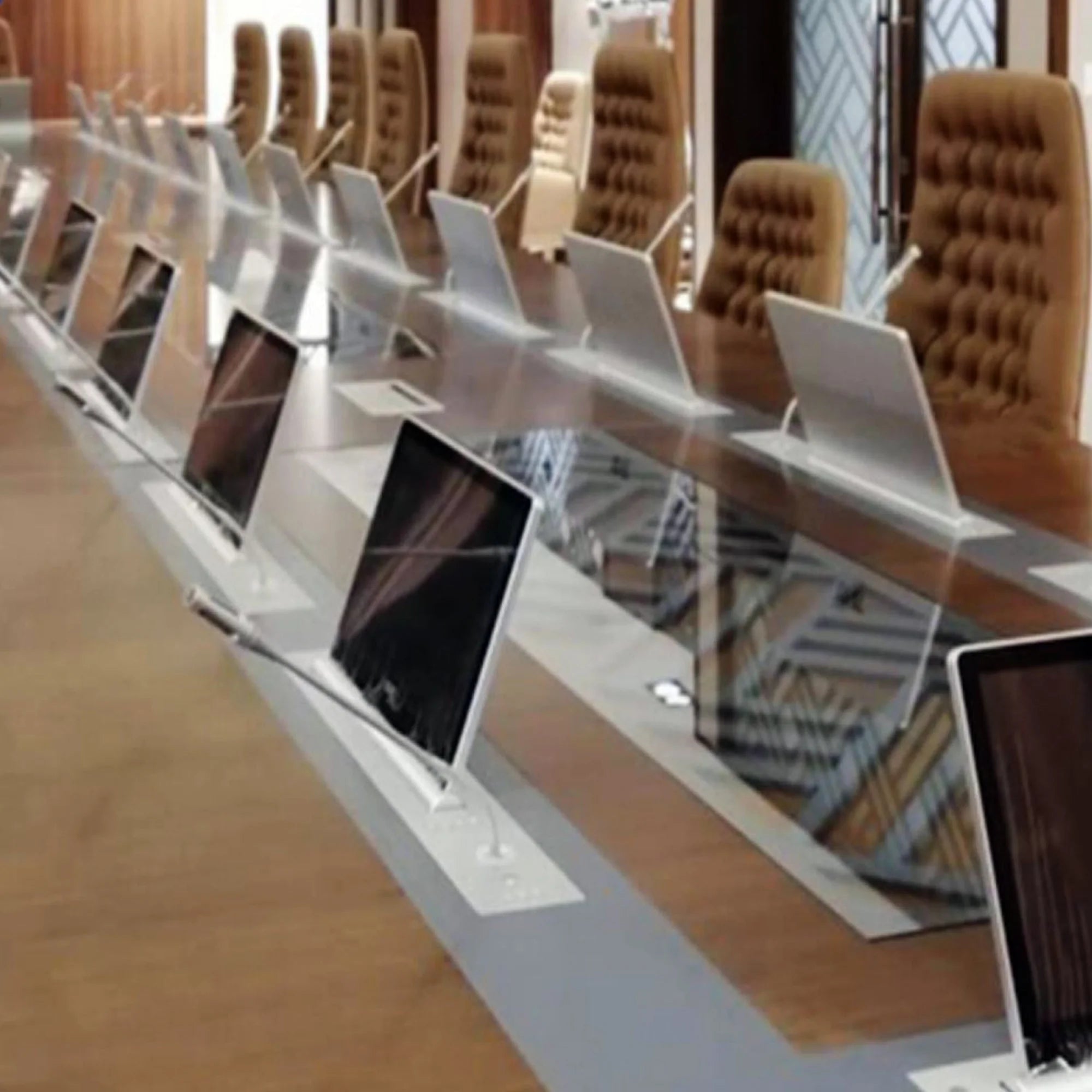 Gümüş Motorlu Monitör  Kaldırmalı Toplantı Masası İstanbul Ofis Mobilya