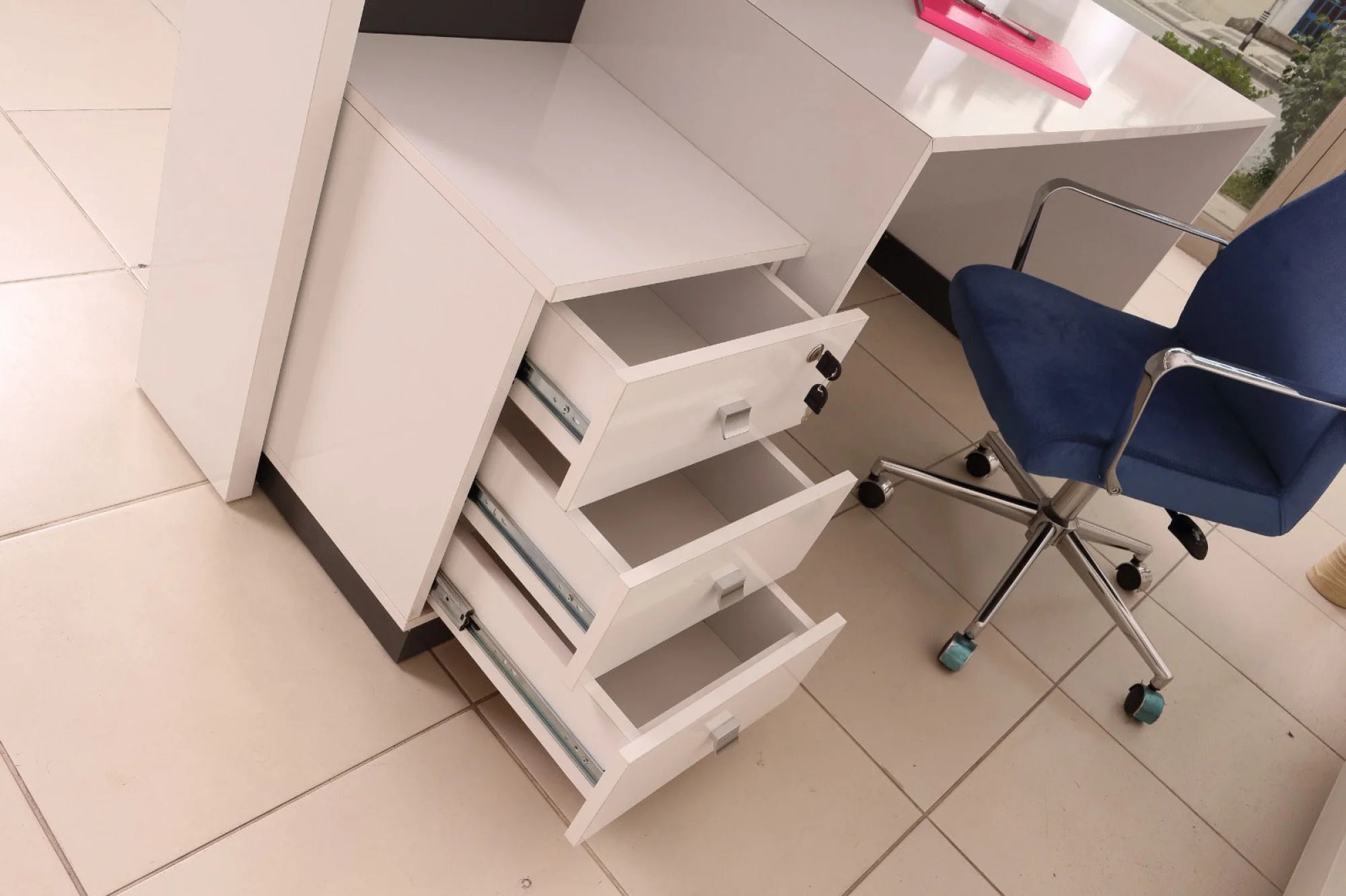 İstanbul Ofis Kasa Banko Karşılama Masası Beyaz Antrasit ISTANBUL