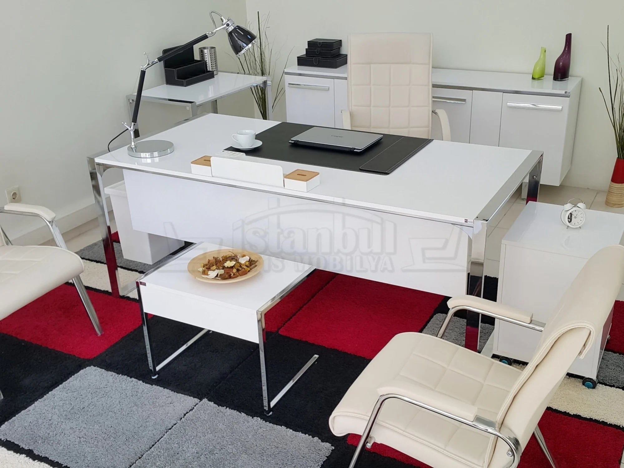 İstanbul Ofis Masası Apple Makam Takımı Hg.Beyaz ISTANBUL