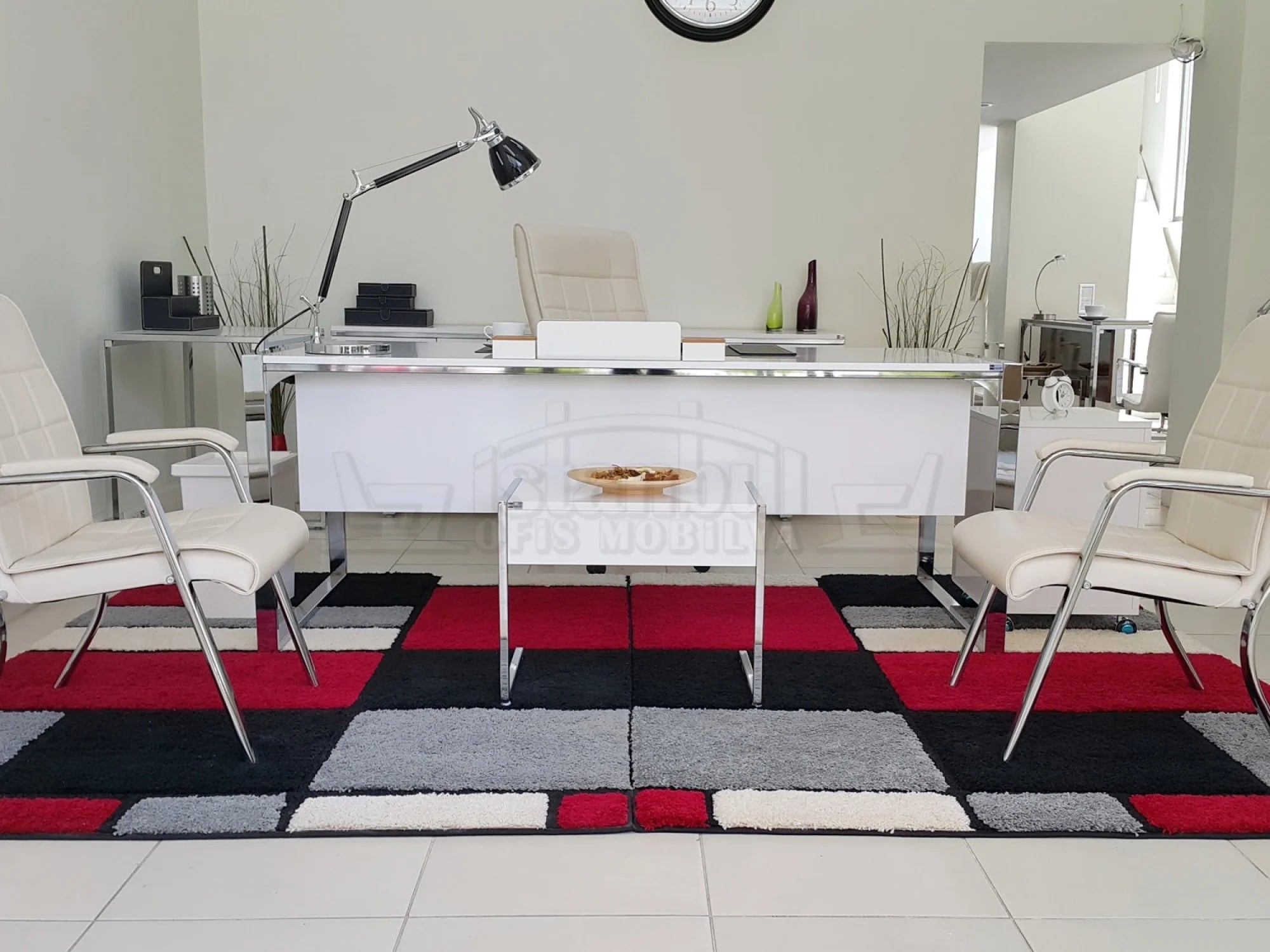 İstanbul Ofis Masası Apple Makam Takımı Hg.Beyaz ISTANBUL