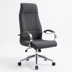 İstanbul Ofis Mobilya marka koyu gri kumaş döşemeli, metal detaylı, ergonomik modern yönetici çalışma koltuğu.