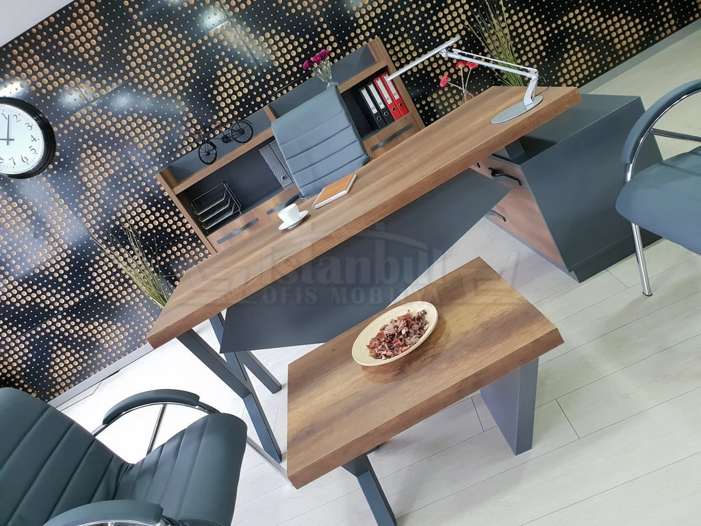 İstanbul Ofis Yönetici Masa Takımı Elegant - Barok Antrasit ISTANBUL