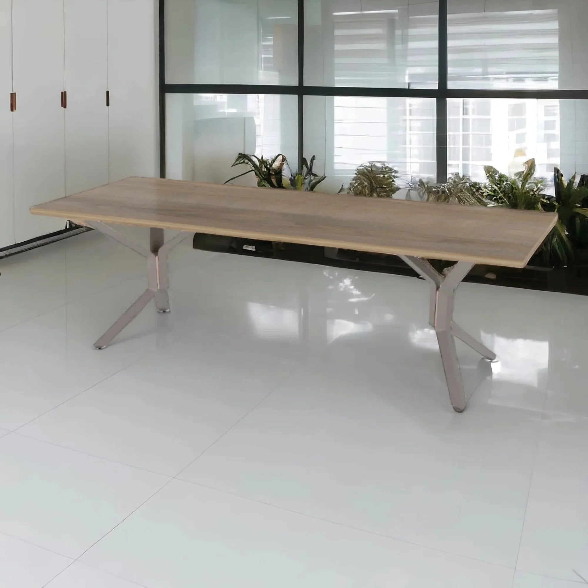 İstanbul Ofis Mobilya modern ahşap tablalı ve metal ayaklı şık ofis toplantı masası