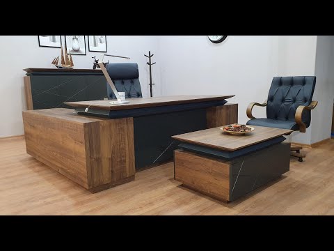 Executive kantoorset Signature, walnoot en lak, minimalistisch formaat