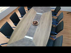 Grote ovale vergadertafel in barokstijl, antraciet.