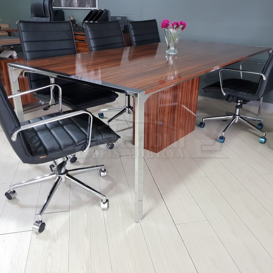 Apple Great Meeting Table High Gloss Walnut Chrome