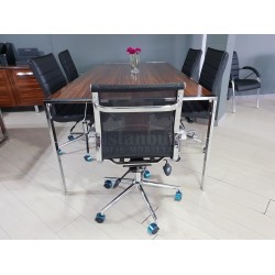 Apple Great Meeting Table High Gloss Walnut Chrome