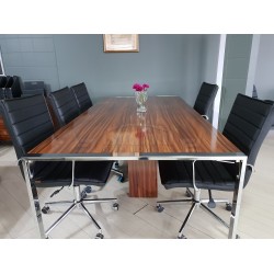 Apple Great Meeting Table High Gloss Walnut Chrome