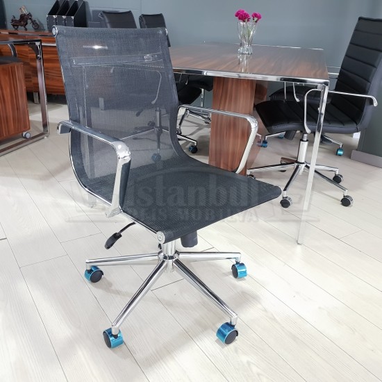 Apple Great Meeting Table High Gloss Walnut Chrome