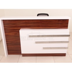 Box Desk Welcome Desk Walnut Verchroomd