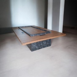 Houten vergadertafel met marmerpatroon