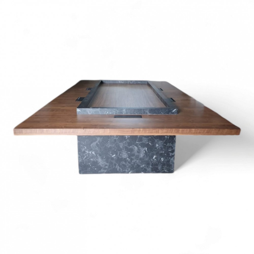 Houten vergadertafel met marmerpatroon