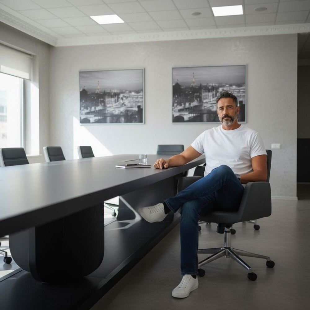 Grote Zwart Gelakte Vergadertafel Voor 20 Personen