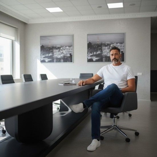 Grote Zwart Gelakte Vergadertafel Voor 20 Personen