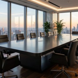 Grote Zwart Gelakte Vergadertafel Voor 20 Personen