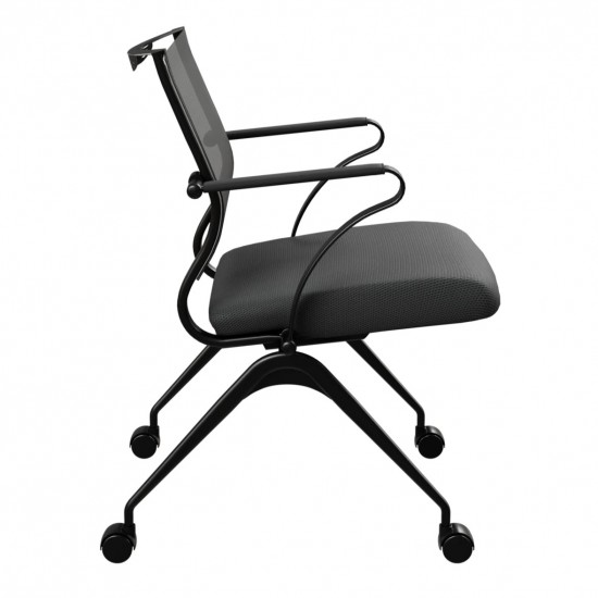 Ergonomische Vergaderstoel Met Metalen Frame En 4 Wielen