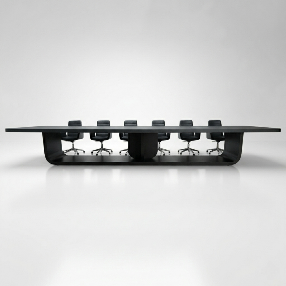 Grote Zwart Gelakte Vergadertafel Voor 20 Personen