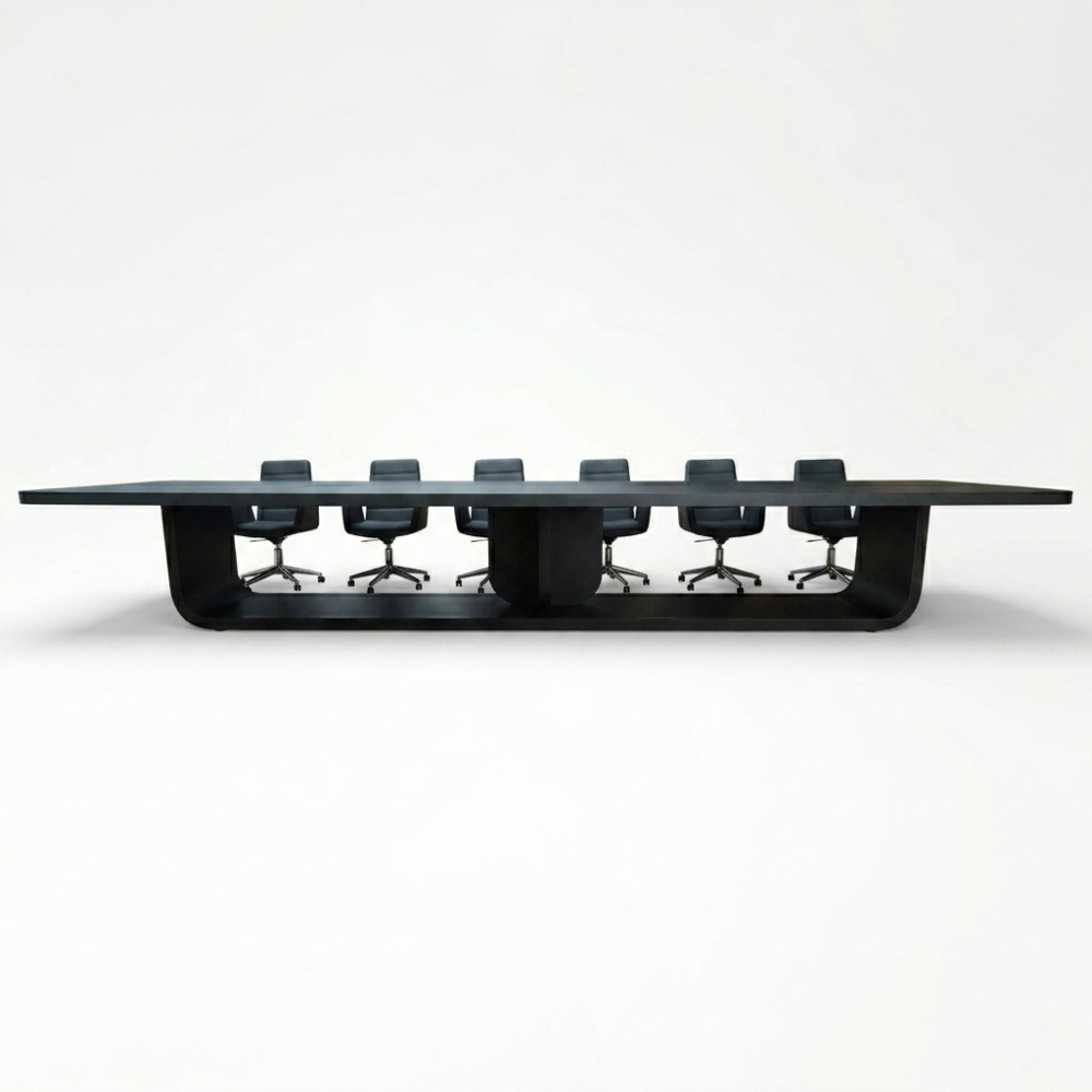Grote Zwart Gelakte Vergadertafel Voor 20 Personen